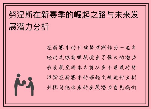 努涅斯在新赛季的崛起之路与未来发展潜力分析